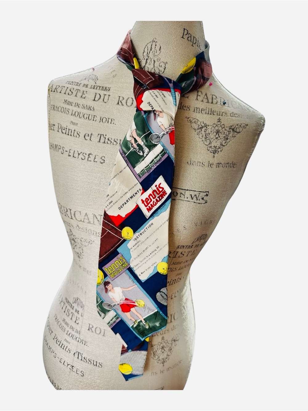 Nicole Miller vintage 1995 silk tennis‎ magazine tie unisex